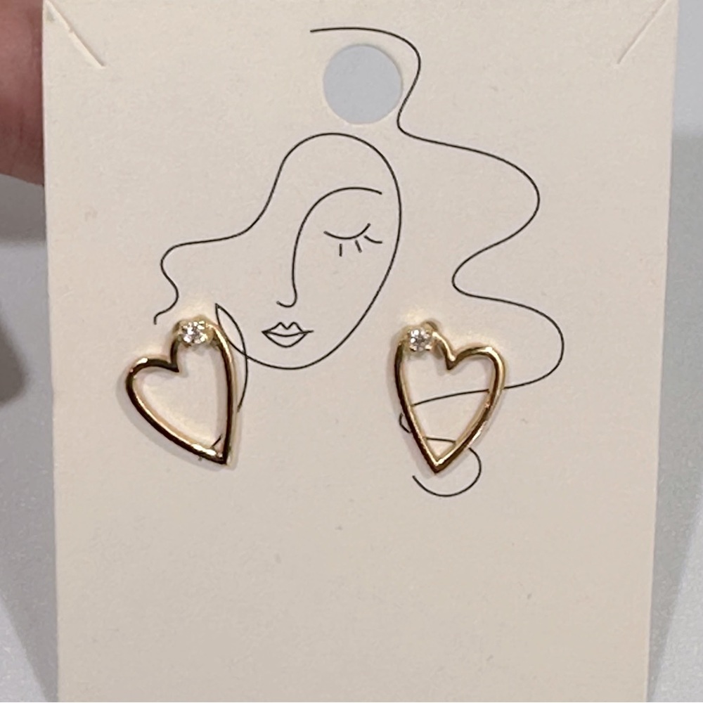 Gold Finish Sterling Silver Heart Studded Earrings Valentine’s Day Gift Love